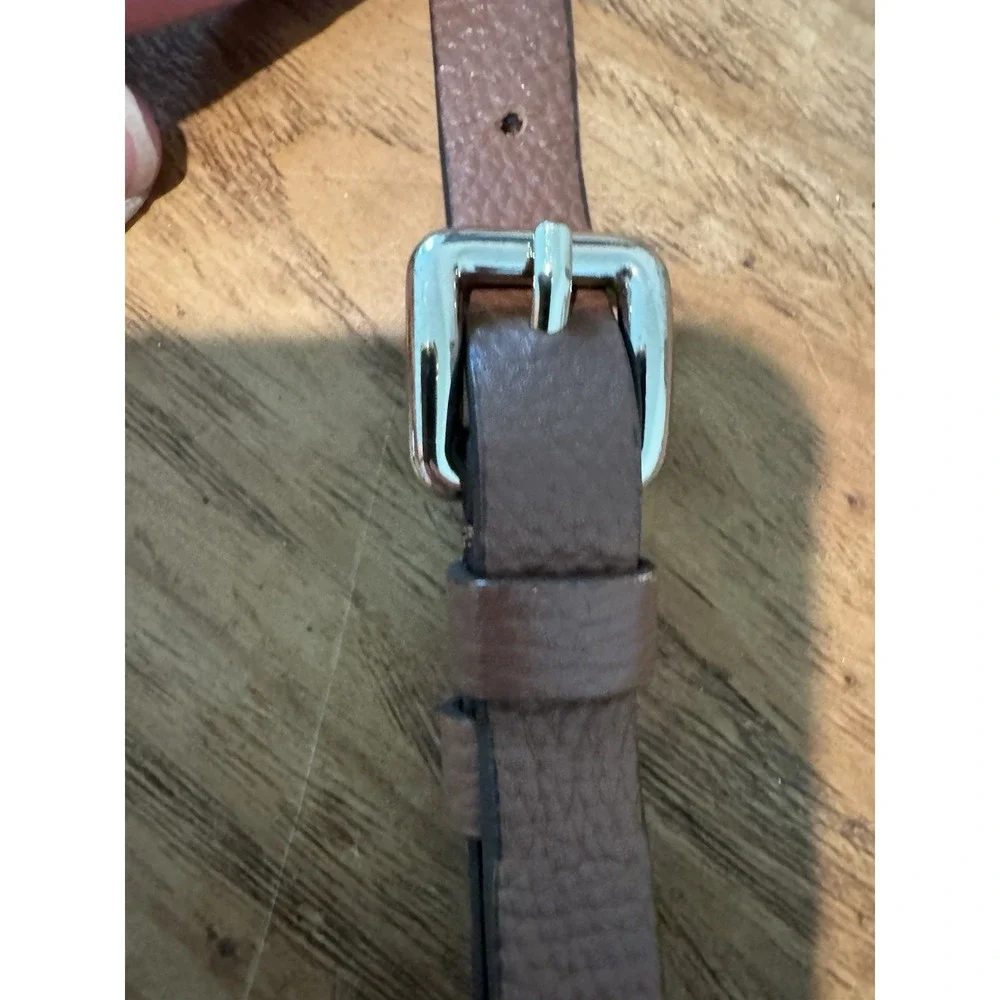Cole Haan Brown Pebbled Leather Crossbody Bag Adjustable Strap Zip Pockets